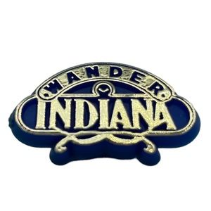 1986 Wander Indiana Wander Ware Lapel Pin Vintage Blue Gold Collectible Button